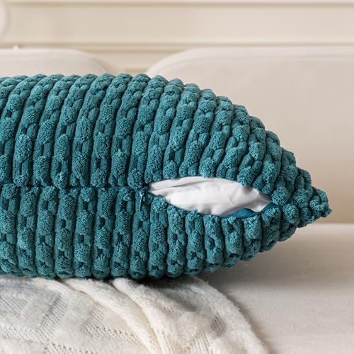 Set of 4 Teal Decorative Throw Pillow Covers 20x20 Inch Corduroy Pillow Covers - Image 5