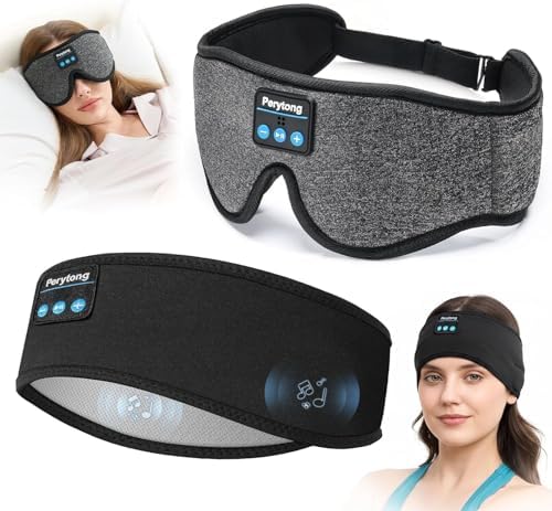 2 Pack Sleep Headphones & Sleep Mask Set, Sleep Headband Headphones by Perytong