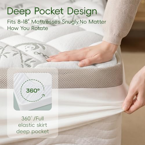 NEWDECO Twin XL Mattress Topper Cooling Bamboo Viscose Top Mattress Pad - Image 4