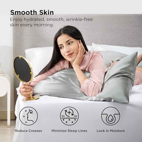Bedsure Satin Pillowcase 2 Pack Similar to Silk Pillow Cases Standard Size - Image 3