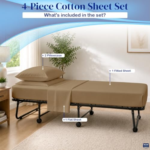 Cottingon 4 PC Cot Sheet Set 33"X75", Egyptian Cotton - Image 4