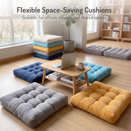 Large Floor Pillow for Adults, Square Meditation Cushion, 22 Inch Navy - Image 5