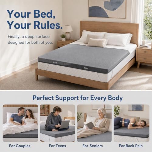 PERLECARE Dual Firmness Mattress Topper Full Size, 3 Inch Split Full Mattress - Image 3
