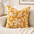 BlissBlush Throw Pillow Cover 20x20 Inch, Mustard Floral Tufted Velvet by BlissBlush
