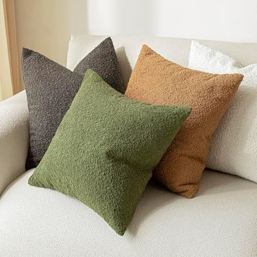 Foindtower Decorative Textured Boucle Throw Pillow Covers 24x24 Dark Brown - Image 6