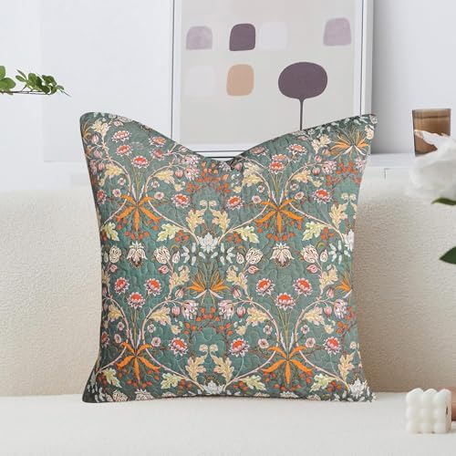 Lady Ann Cotton Throw Pillow Covers Set, Vibrant Paisley Floral Pattern Plant - Image 3