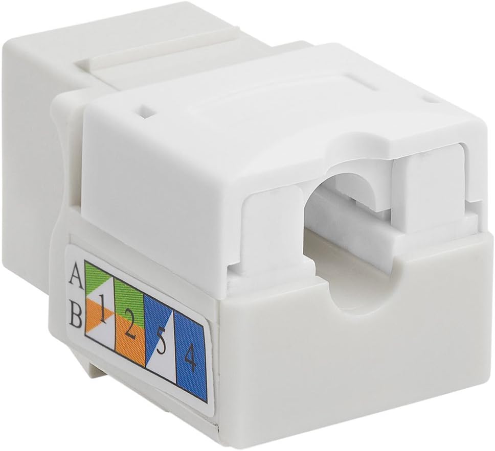 Cmple - RJ45 Keystone Jack 90 Degree Cat6 Keystone Jack Insert Punch Down RJ45 Connectors Female for Wall Plates, Patch Panels, Patch Cables, Ethernet Cables - White
