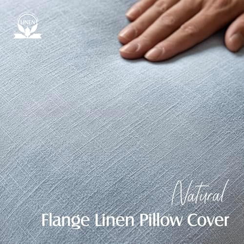 Foindtower Linen Solid Decorative Throw Pillow Covers 18x18 Inch Sky Blue - Image 2