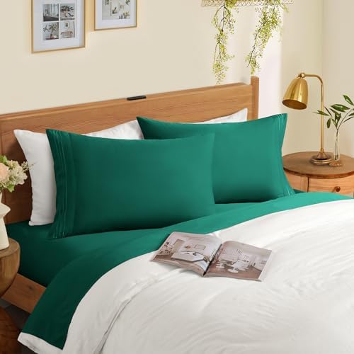 Horbaunal Microfiber Pillowcases Standard Size, Dark Green, 2 Pack - Image 2