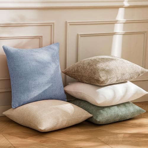 a moment Light Blue Chenille Throw Pillow Covers 22x22 Inch Pack of 2 Modern - Image 3