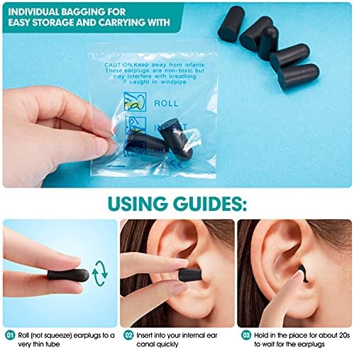 100 Pairs Black Foam Ear Plugs, 33dB NRR, Individually Wrapped - Image 4