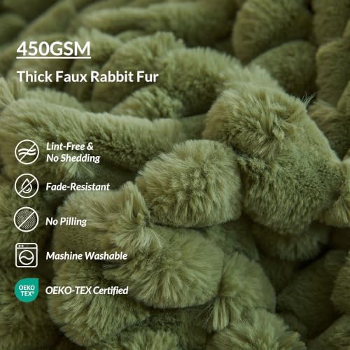 XeGe 3D Bubble Fluffy Faux Rabbit Fur Body Pillow Cover 20x54, Sage Green - Image 6