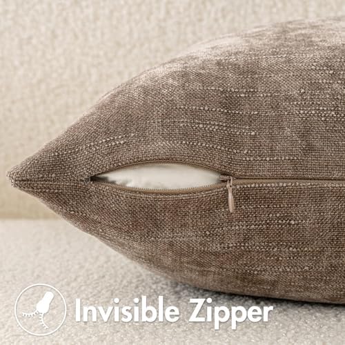 MIULEE 12x20 Inch Lumbar Textured Chenille Throw Pillow Covers Taupe Grey - Image 6