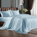 BEDELITE Satin Sheets California King Size Bed Set, Light Blue, 4 Pieces by BEDELITE