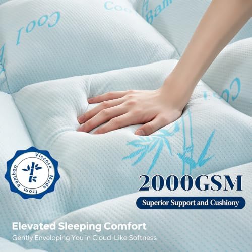 DOWNCOOL 5 Inch Cooling Full Mattress Topper, Bamboo Viscose Air Layer | Ultra - Image 3