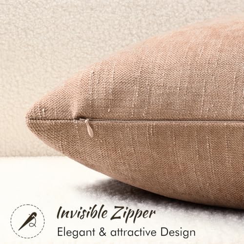decorUhome Chenille Throw Pillow Covers 16x16 Set of 2, Dusty Pink - Image 3