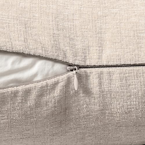MIULEE Soft Chenille Throw Pillow Covers Light Brown 18x18 Inch Pack of 2 - Image 3