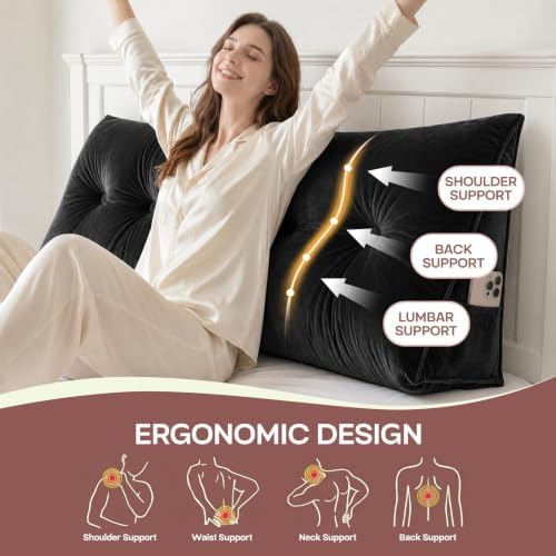 Wedge Headboard Pillow for Back Support, Removable Cover - Image 2