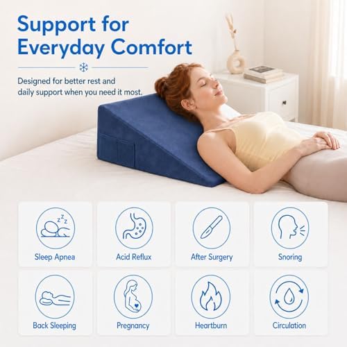 OAISZ Wedge Pillow for Sleep Apnea, 12-Inch Memory Foam Top - Image 6