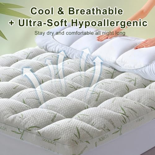 4 Inch Mattress Topper Memory Foam Cooling Bamboo King Size - Image 6