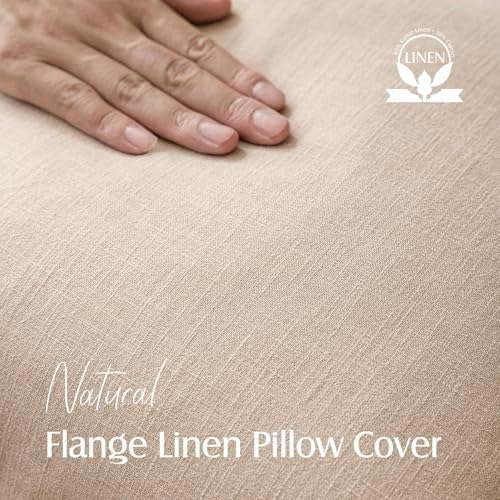 Foindtower Linen Solid Decorative Throw Pillow Covers 20x20 Inch Tan Beige - Image 2