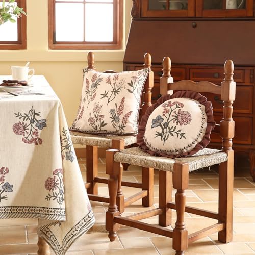 ISAENNE Designer Vintage Linen Throw Pillow Cover, Diameter 16"-Helena D - Image 6