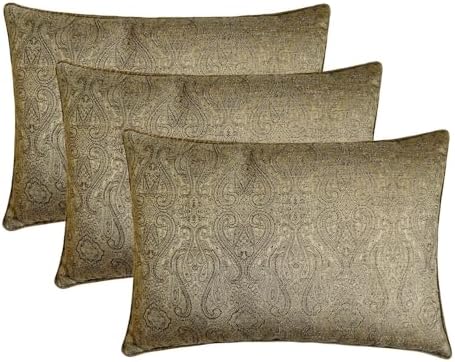 Antique Gold Luxury Lumbar Pillow Cover 12" x 18" | Contemporary Jacquard - Image 7