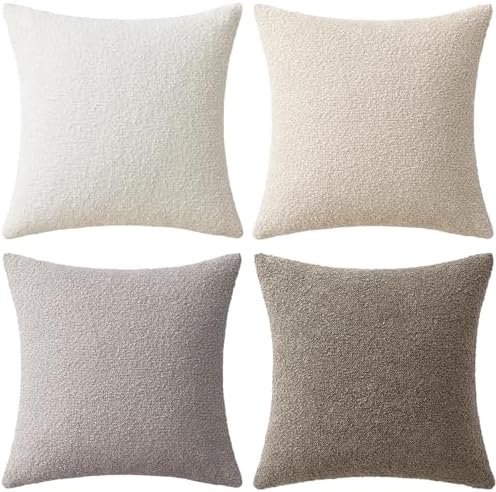 MIULEE Decorative Boucle Throw Pillow Covers 20x20 Inch Neutral Set of 4 - Image 6