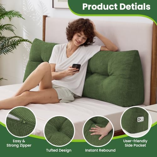 Headboard Pillow King, Triangle Bed Wedge Pillow - Image 5