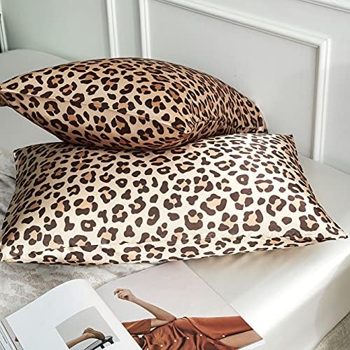 Glod Leopard Printed Pillow Case, King Cheetah Satin Pillowcase 2 Pack - Image 6