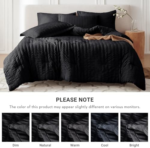 MUXHOMO 7 Pieces California King Comforter Set, Seersucker Bed in a Bag Cal - Image 5