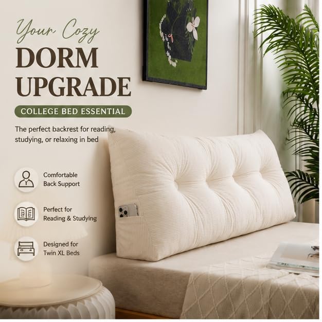 Dorm Bed Wedge Headboard Pillow Back Support Cushion，Coffee：23.62x15.75in - Image 3