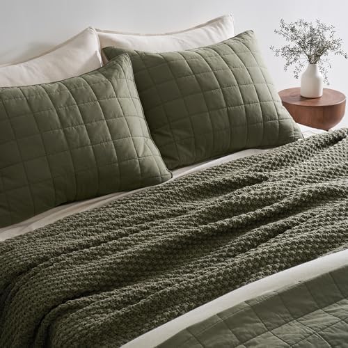 EVERGRACEHOME Chunky Chenille Knit Throw Blanket, Olive Green - Image 4