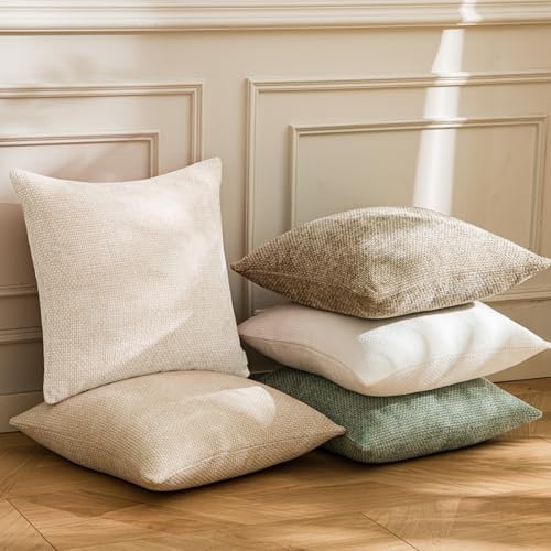 a moment Ivory Chenille Throw Pillow Covers 12x20 Inch Pack of 2 Modern - Image 3