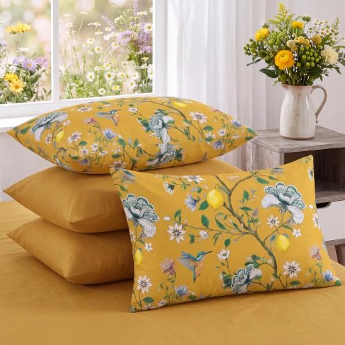Bedorm 100% Cotton Pillowcases Set of 2 Queen Size Floral Pillow Cover Vinatge - Image 2