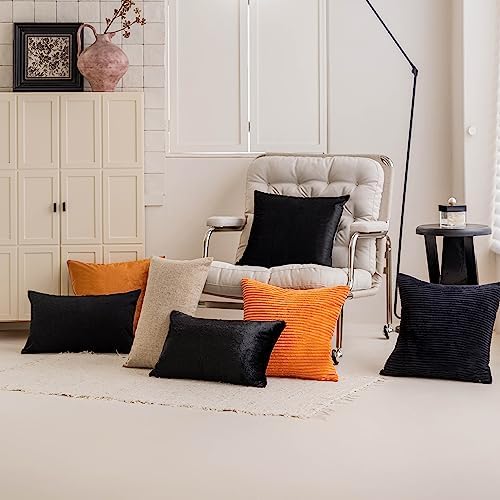 Home Brilliant Striped Velvet Cushion Cover - Image 2