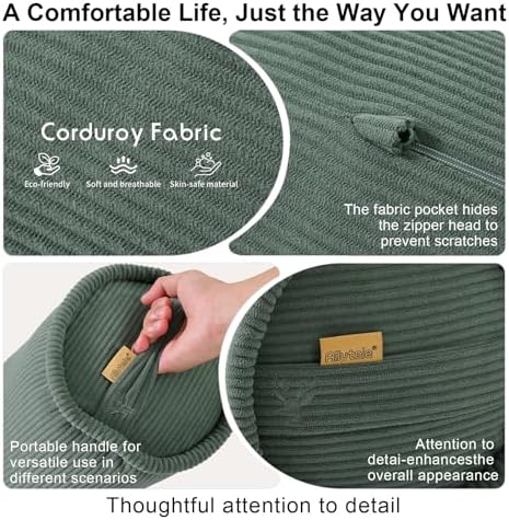 Corduroy Body Pillow, Round Bolster Cylinder Pillow - Image 4