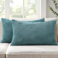 Mecatny Corduroy Decorative Throw Pillow Covers 12x20 Set of 2 Teal by Mecatny