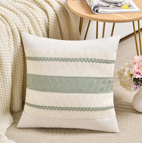 Fancy Homi Set of 1 Sage Green Boho Euro Decorative Throw Pillow Covers 26x26 by Fancy+Homi
