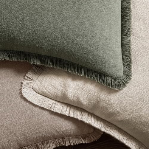 MIULEE Linen Fringe Decorative Fall Lumbar Throw Pillow Covers Dune 12x20 - Image 4