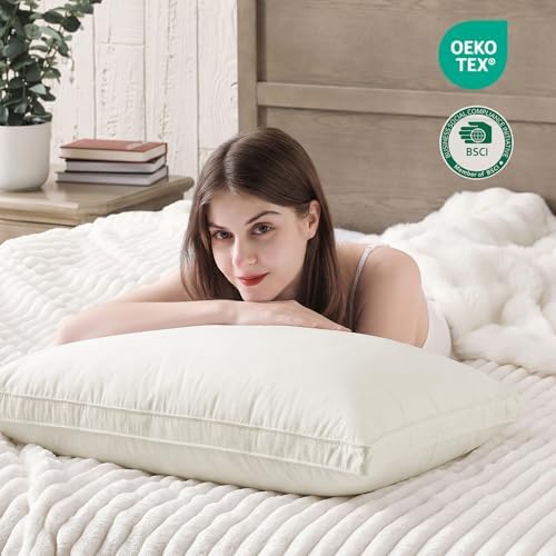 puredown® Gusseted Goose Feather Down Pillows, 100% Organic Cotton Cover - Image 6