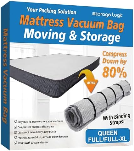 Foam Mattress Vacuum Bag with 4 Adjustable Straps, Queen/Full/Full-XL by StorageLogic
