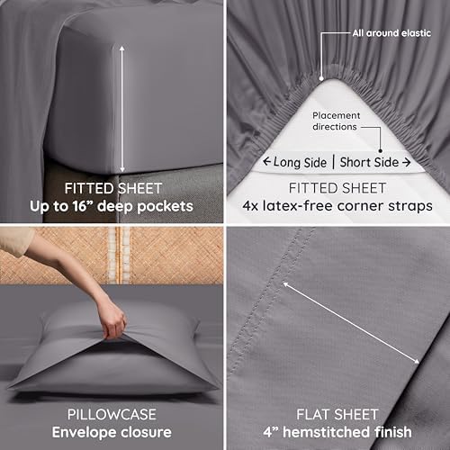 Bambaw 100% Viscose Derived from Bamboo Sheets King Size Set – 6pcs Deep Pocket - Image 6