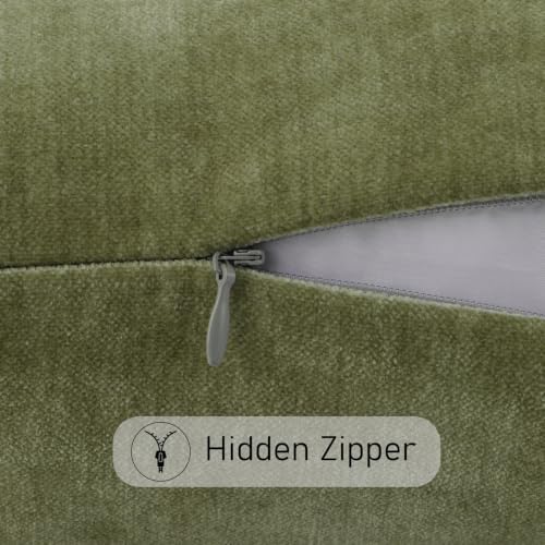 JoraLion Chenille Lumbar Pillow Covers 18x18 inch Olive Sage Green - Image 5