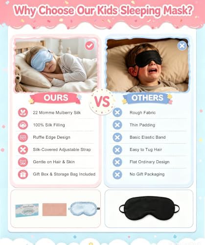 Kids Silk Sleep Mask, 22 Momme 100% Mulberry Silk Eye Mask - Image 5