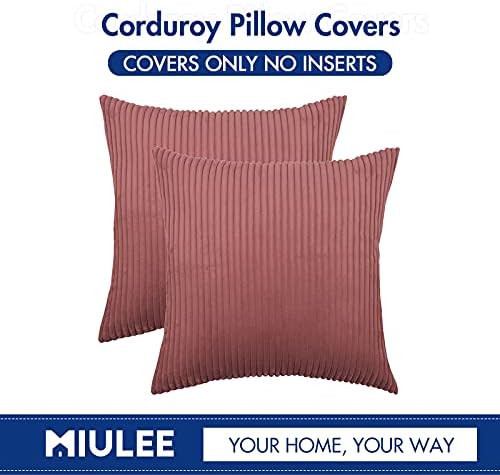 MIULEE Soft Corduroy Throw Pillow Covers Set of 2 18x18 Cranberry Red - Image 6