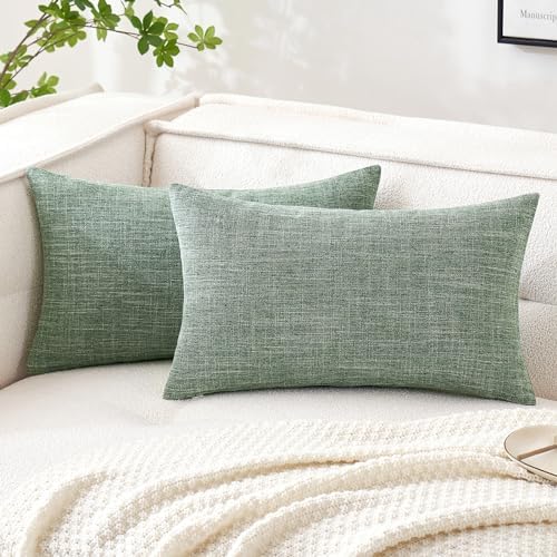 MIULEE Pack of 2 Decorative Linen Burlap Textured Pillow Covers Farmhouse Boho by MIULEE