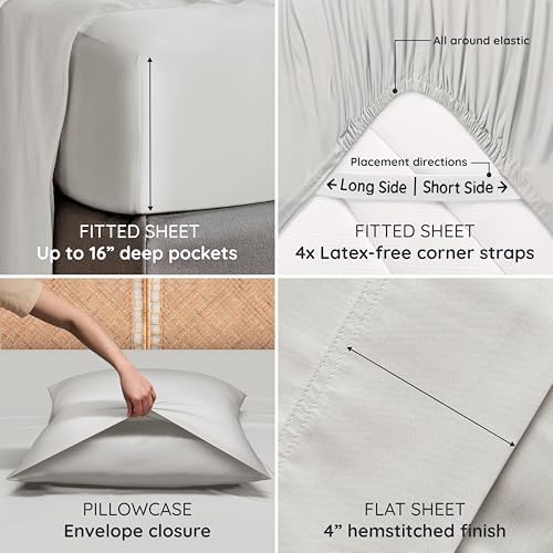 Bambaw 100% Viscose Derived from Bamboo King Size Sheets Set – 4pcs Cooling - Image 6