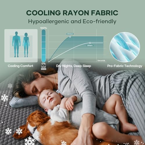 OhGeni 100% Waterproof Mattress Protector, Twin XL Gray Bamboo Viscose Top - Image 3