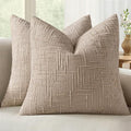 MIULEE Chenille Textured Throw Pillow Covers Oatmeal 20x20 Set of 2 by MIULEE
